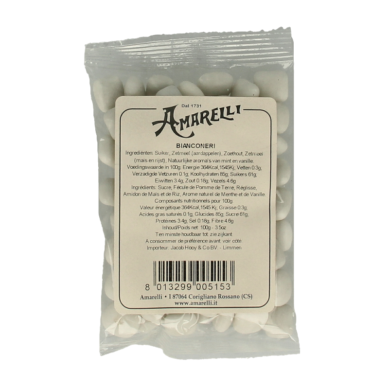 Amarelli Laurierdrop pepermunt wit zakje 100 Gram