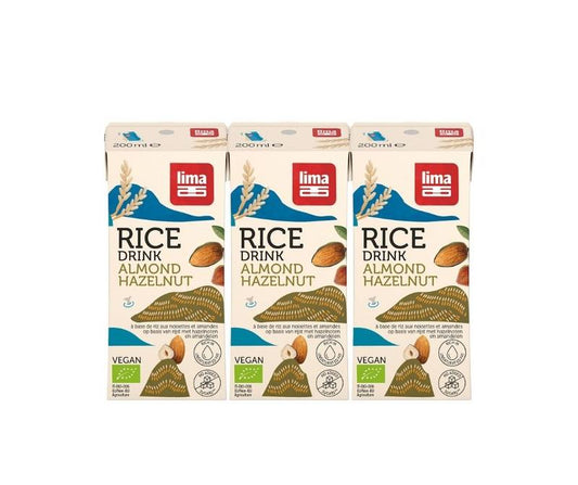 Lima Rice drink hazelnoot-amandel 200ml bio 3 Stuks