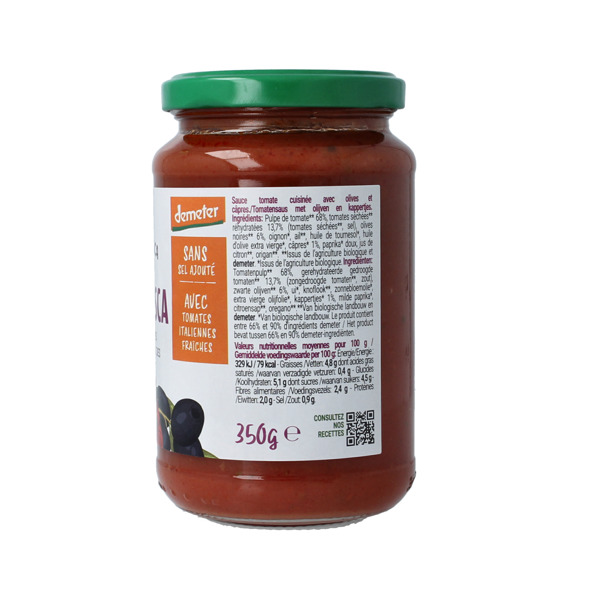 Bio Organica  Pastasaus olijf & kappertjes demeter 350.00 Gram