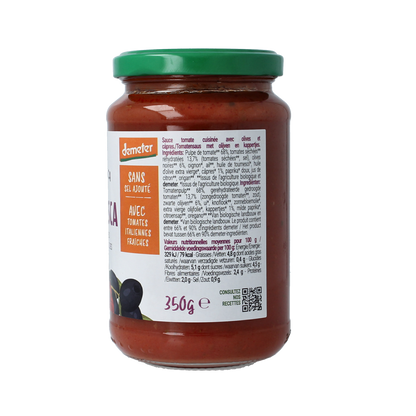 Bio Organica  Pastasaus olijf & kappertjes demeter 350.00 Gram