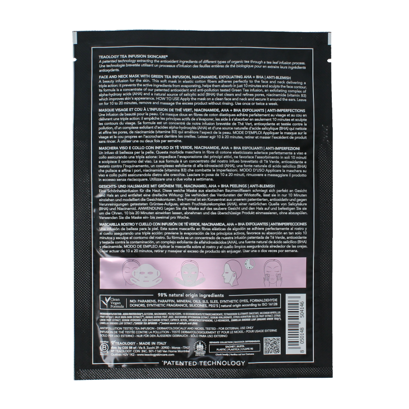 Teaology Tea glow aha mask purifying 1 Stuks