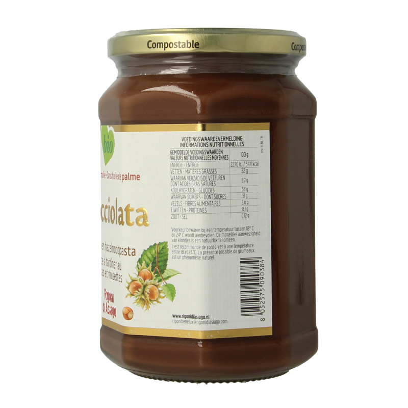 Nocciolata Chocolade hazelnootpasta bio 650 Gram