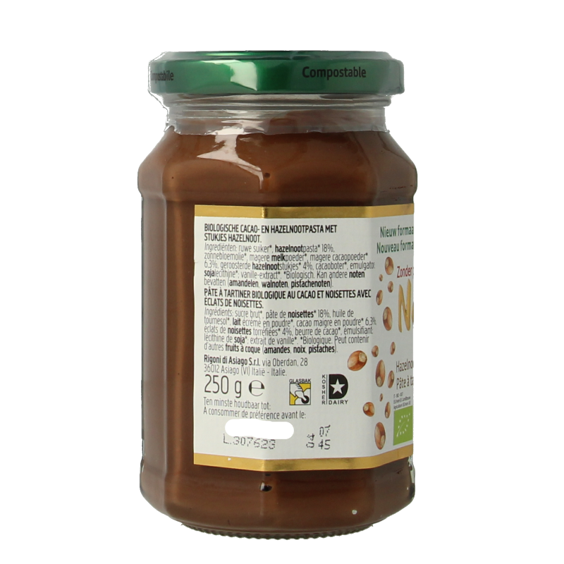 Nocciolata Hazelnootpasta crunchy bio 250 Gram