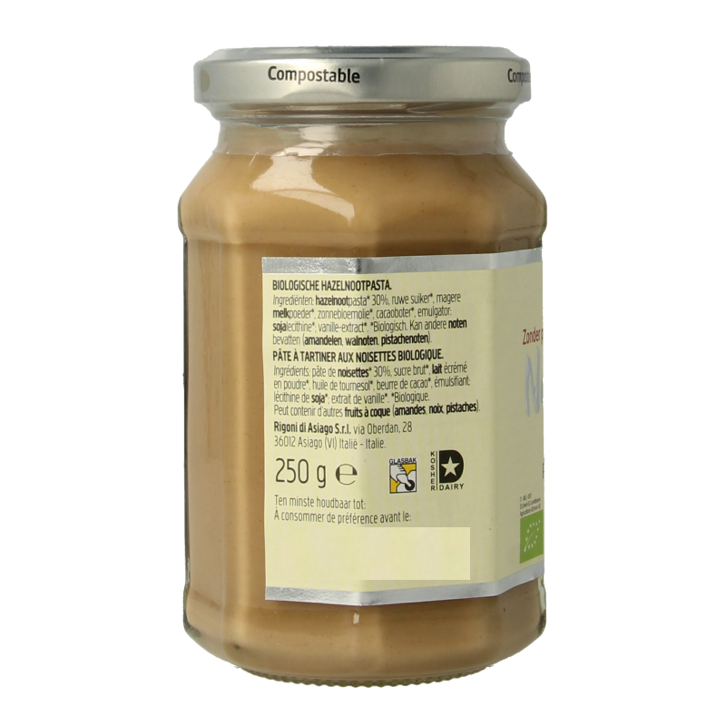 Nocciolata Witte hazelnootpasta bio 250 Gram