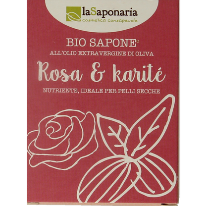 La Saponaria Zeep roos shea butter bio 100 Gram