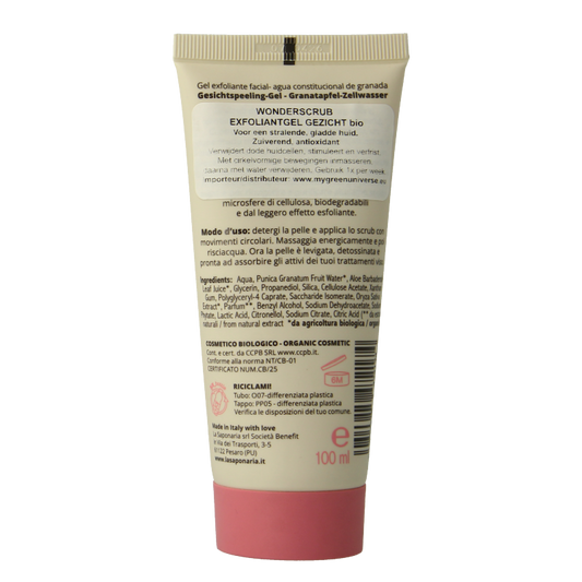 La Saponaria Wonderscrub exfoliating face gel 100 Milliliter