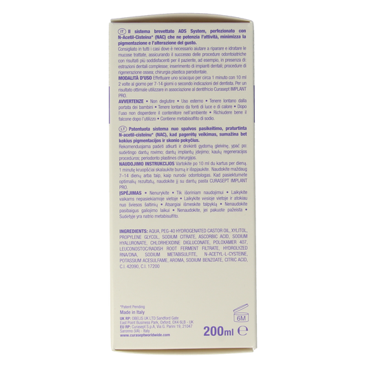 Curasept ADS DNA Implant Pro CHX 0,20% + HA mondspoelmiddel 200.00 Milliliter