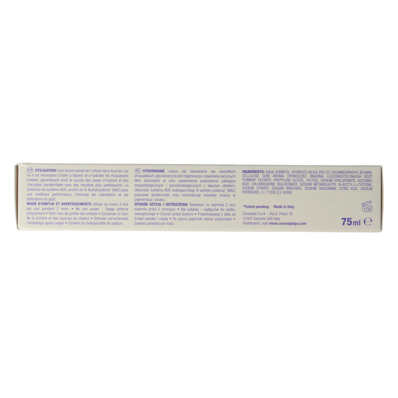 Curasept ADS DNA Implant Pro 720 CHX 0,20% + HA tandpasta 75 Milliliter