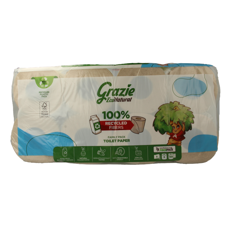 Grazie Natural Toiletpapier 3-laags 8 Stuks