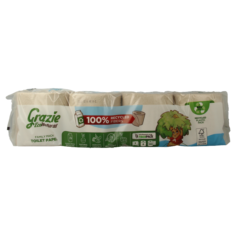 Grazie Natural Toiletpapier 3-laags 8 Stuks