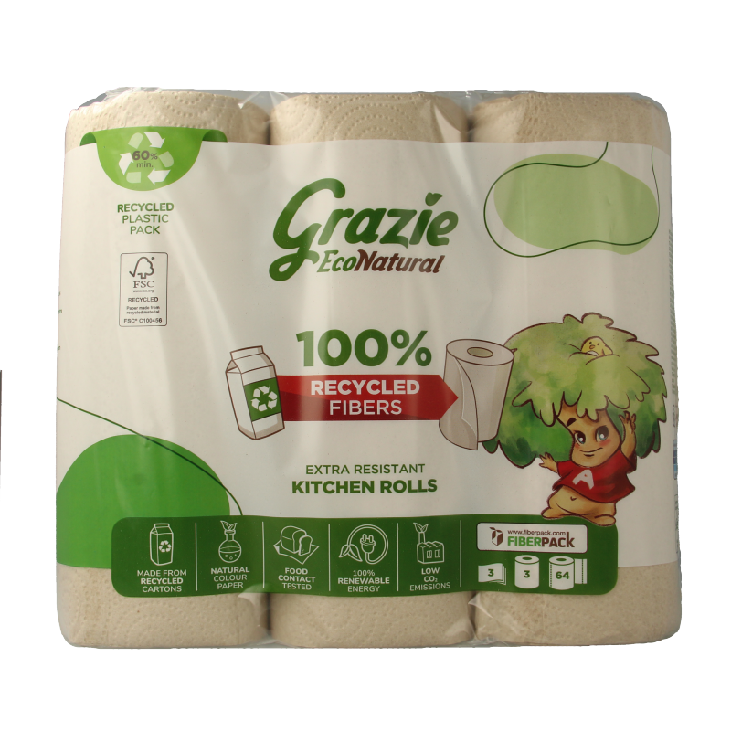 Grazie Natural Keukenrol 3-laags 3 Stuks
