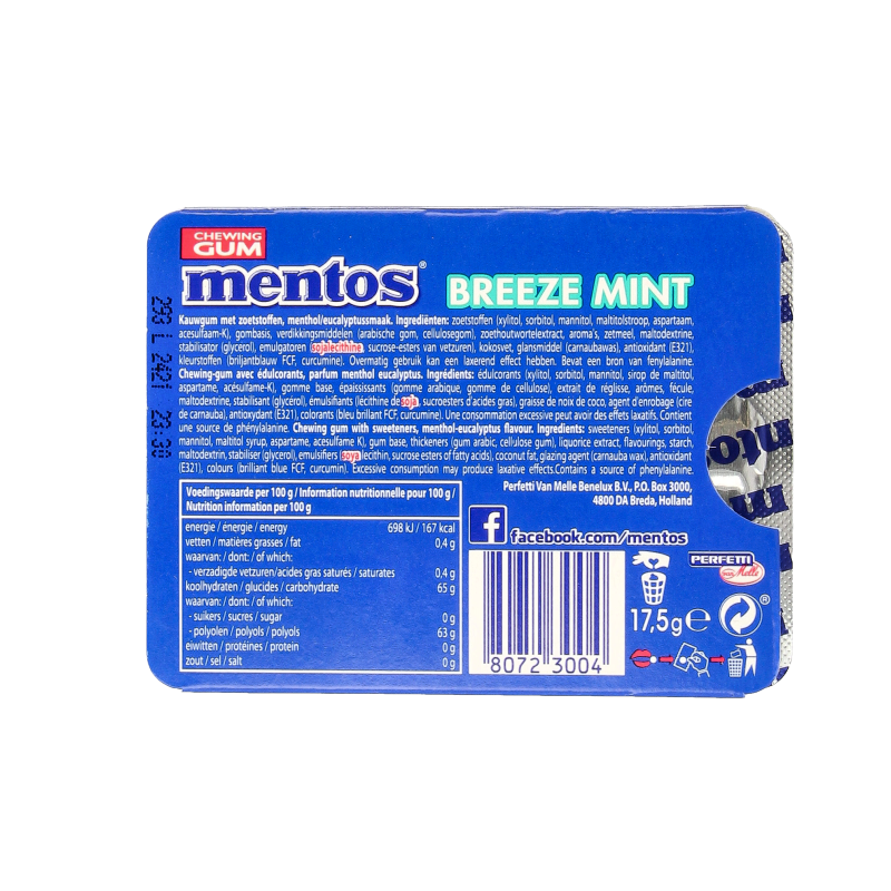 Mentos Gum breeze mint 12 Stuks