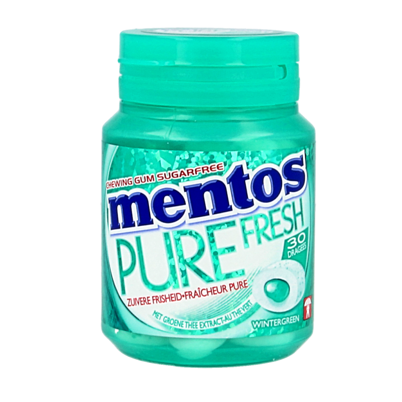 Mentos Gum pure wintergreen pot 30 Stuks