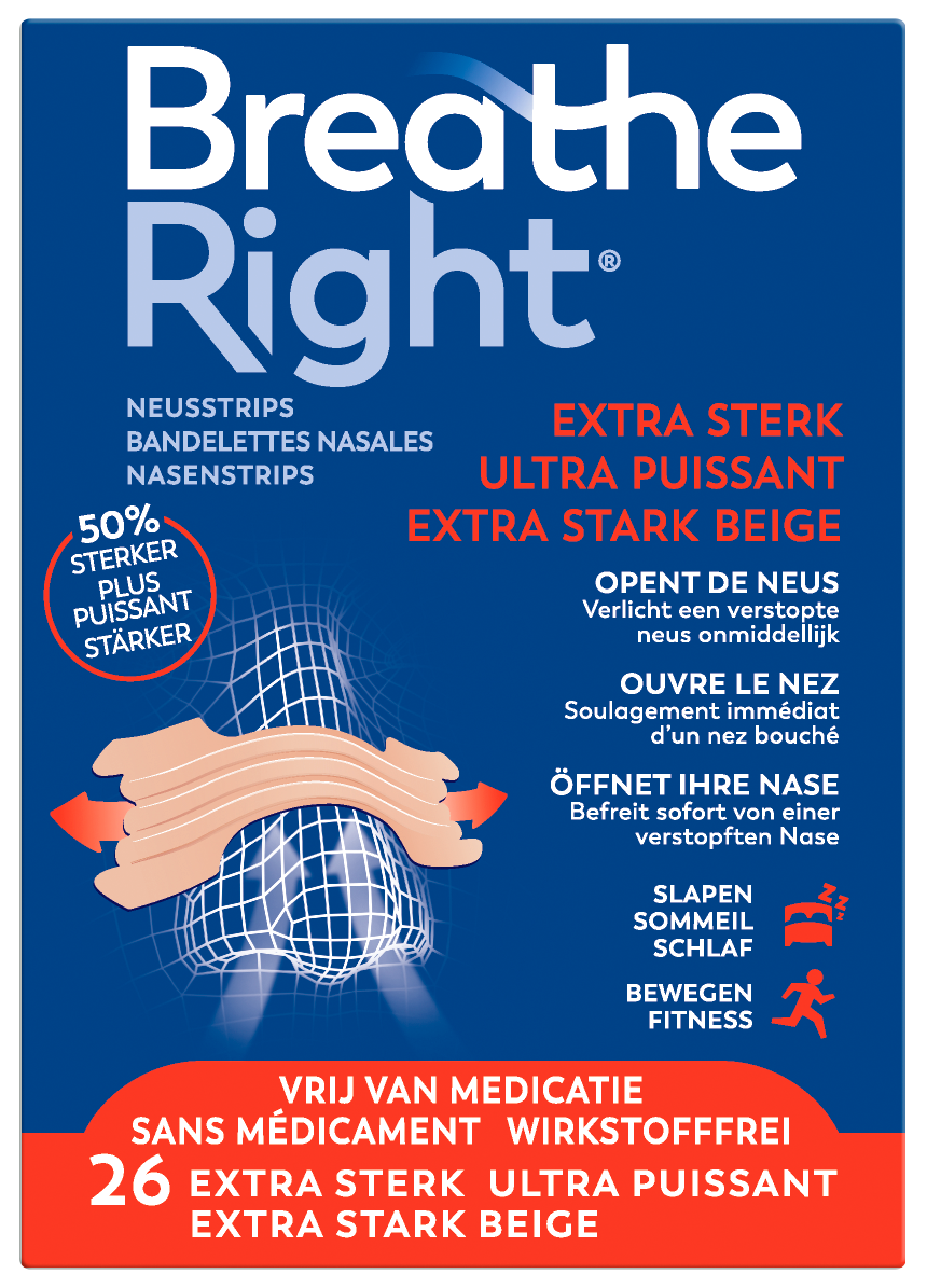 Breathe Right Neusstrips extra sterk 26 Stuks