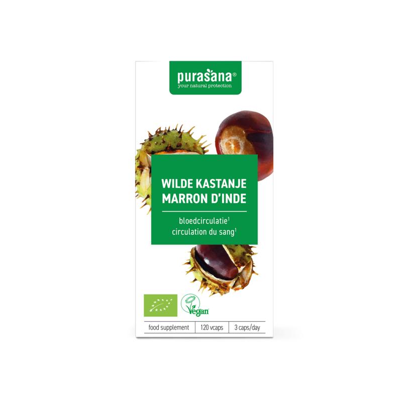 Purasana Wilde kastanje vegan bio 120 Vegetarische capsules
