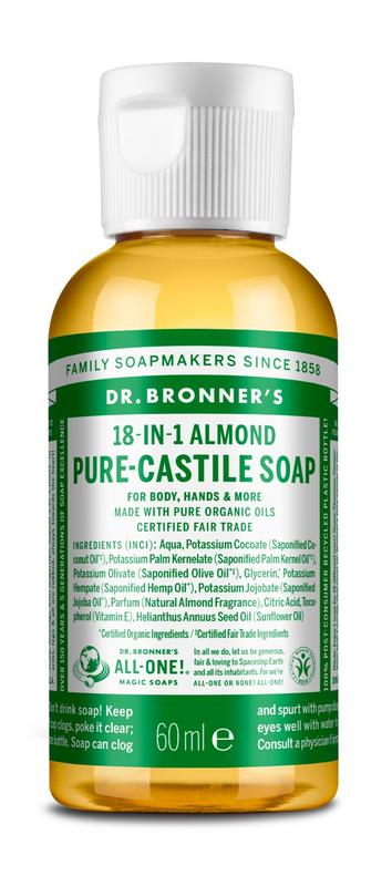 Dr Bronners Liquid soap amandel 60 Milliliter