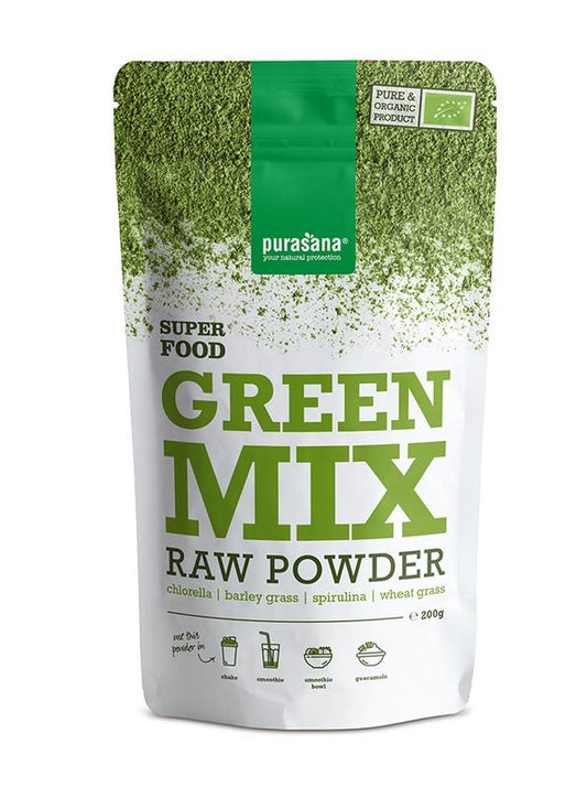 Purasana Green mix poeder vegan bio 200 Gram