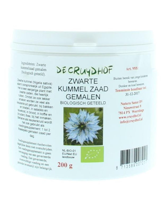 Cruydhof Zwarte kummelzaad poeder bio 200 Gram