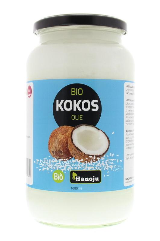 Hanoju Kokosolie virgin glasfles bio 1 Liter