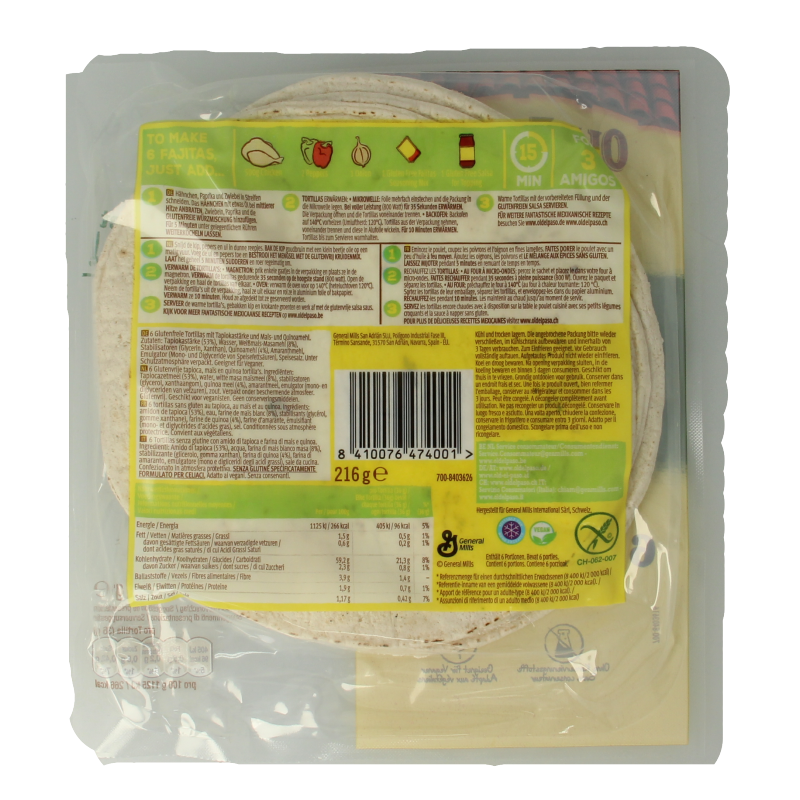 Old El Paso Tortillas glutenvrij 6 stuks 216 Gram