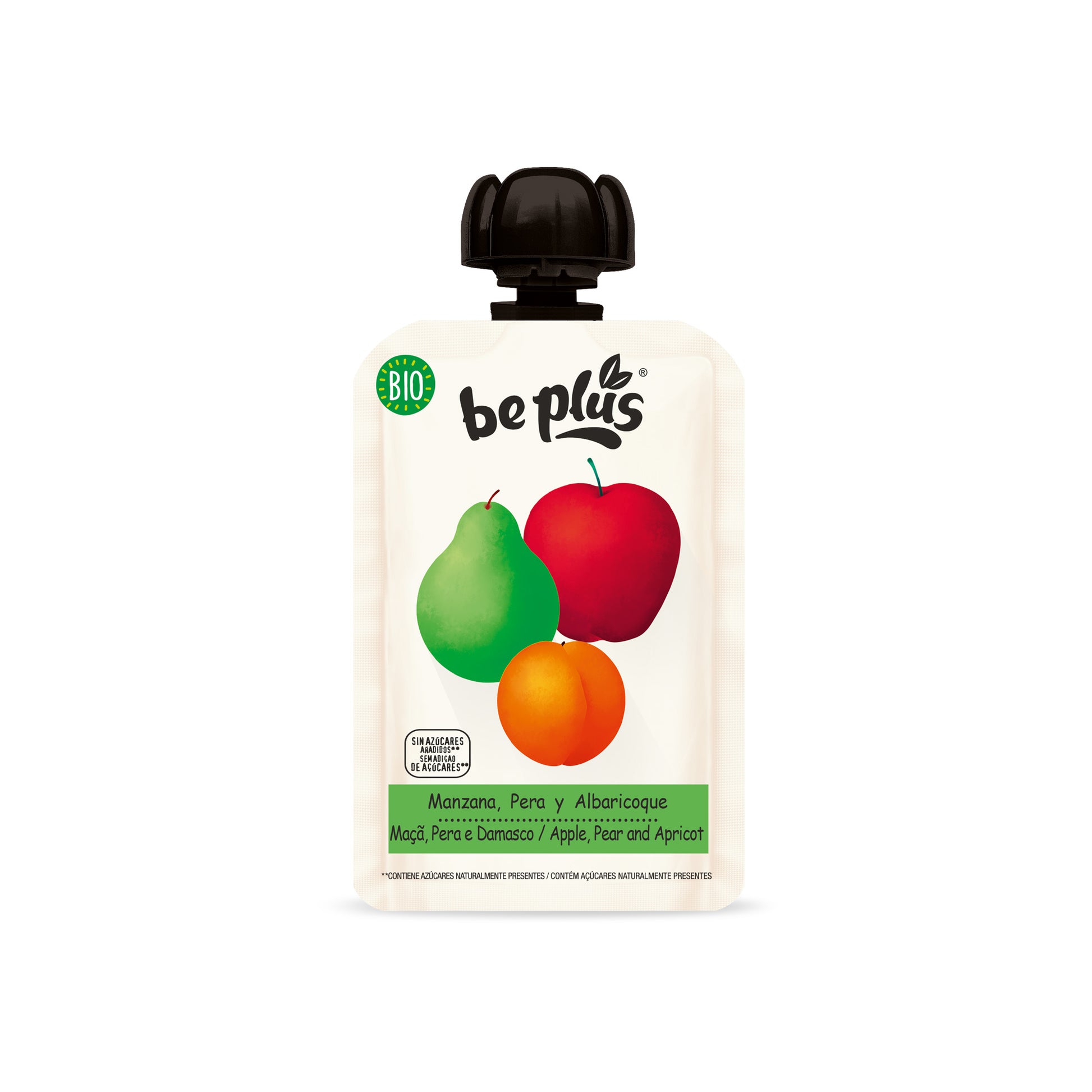 Beplus Knijpfruit 100% apple pear apricot bio 100.00 Gram