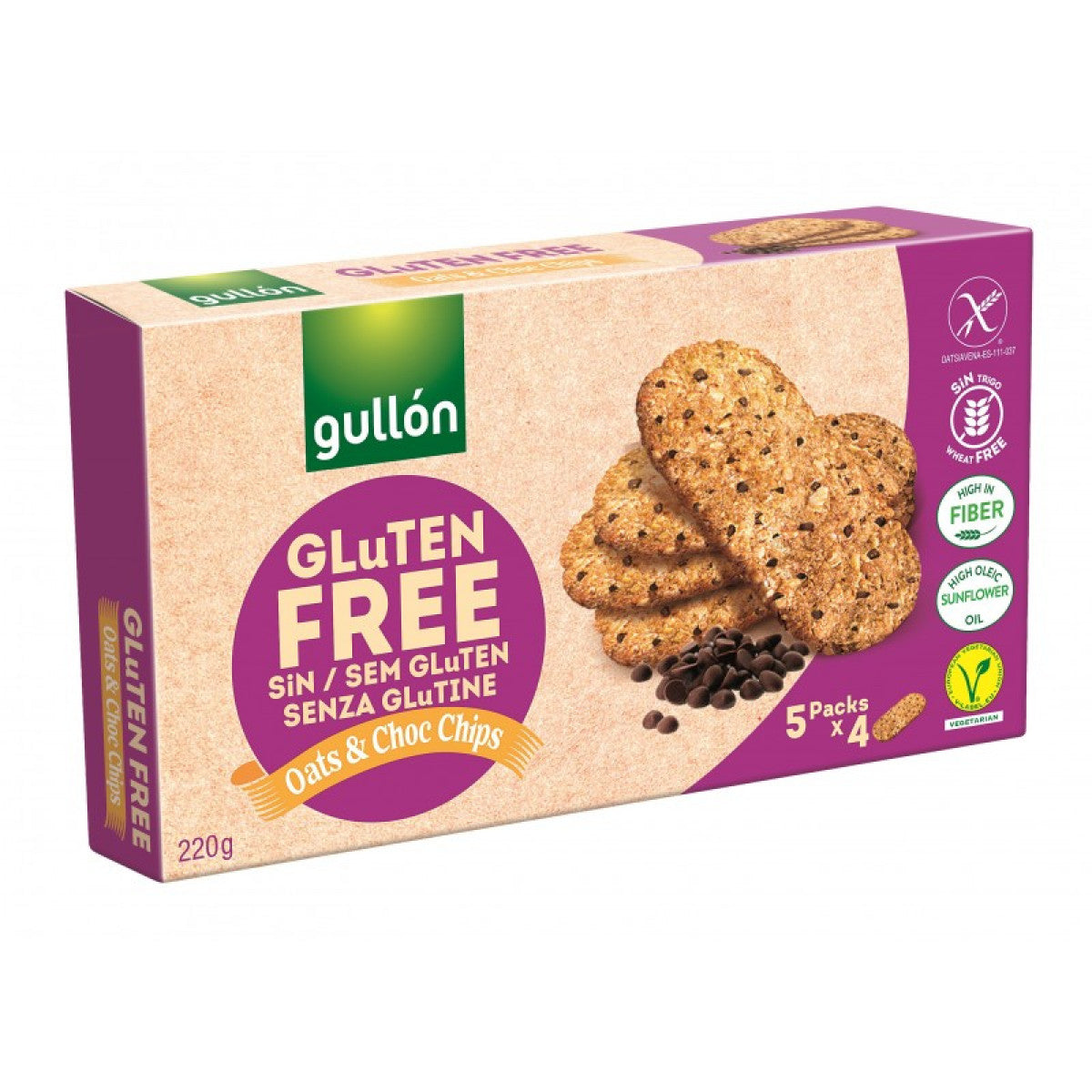 Gullon Oats & chocolate chips glutenvrij 220.00 Gram