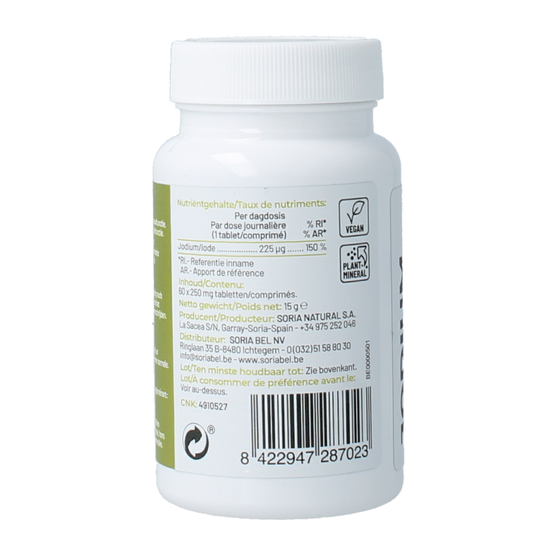 Soria Jodium 225mcg  bio-actief 60 Tabletten