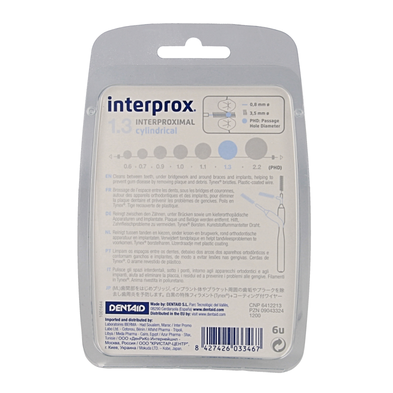 Interprox Premium cylindrical 1.3 licht blauw 3.5mm  6 Stuks