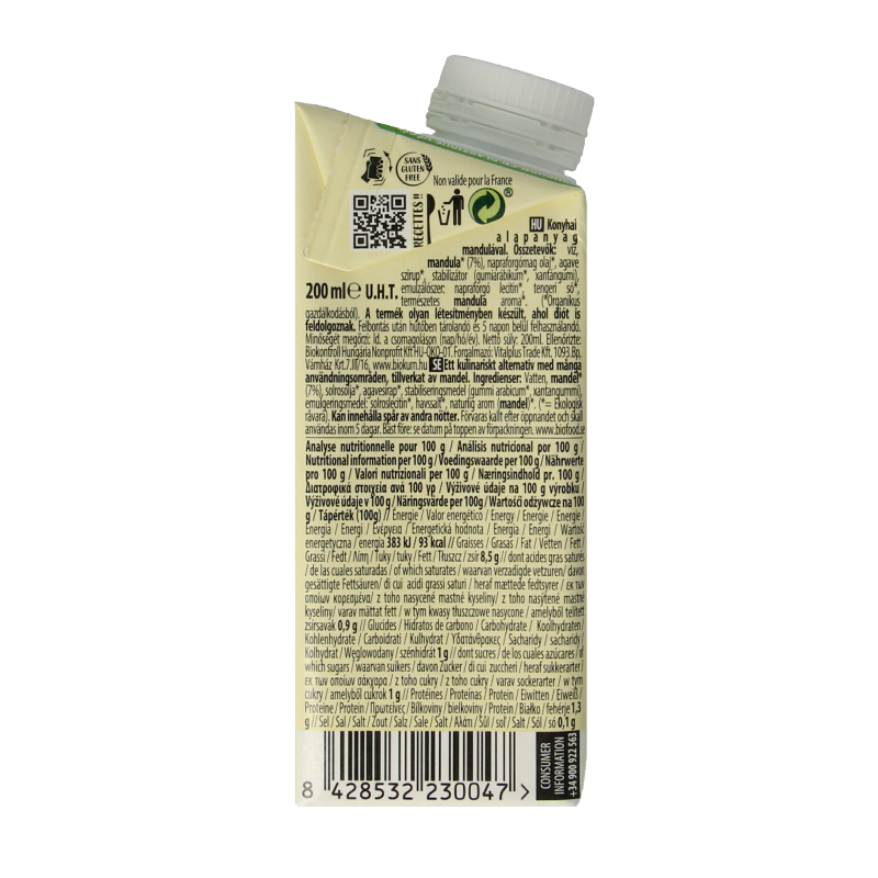 Ecomil Cuisine amandel bio 200 Milliliter