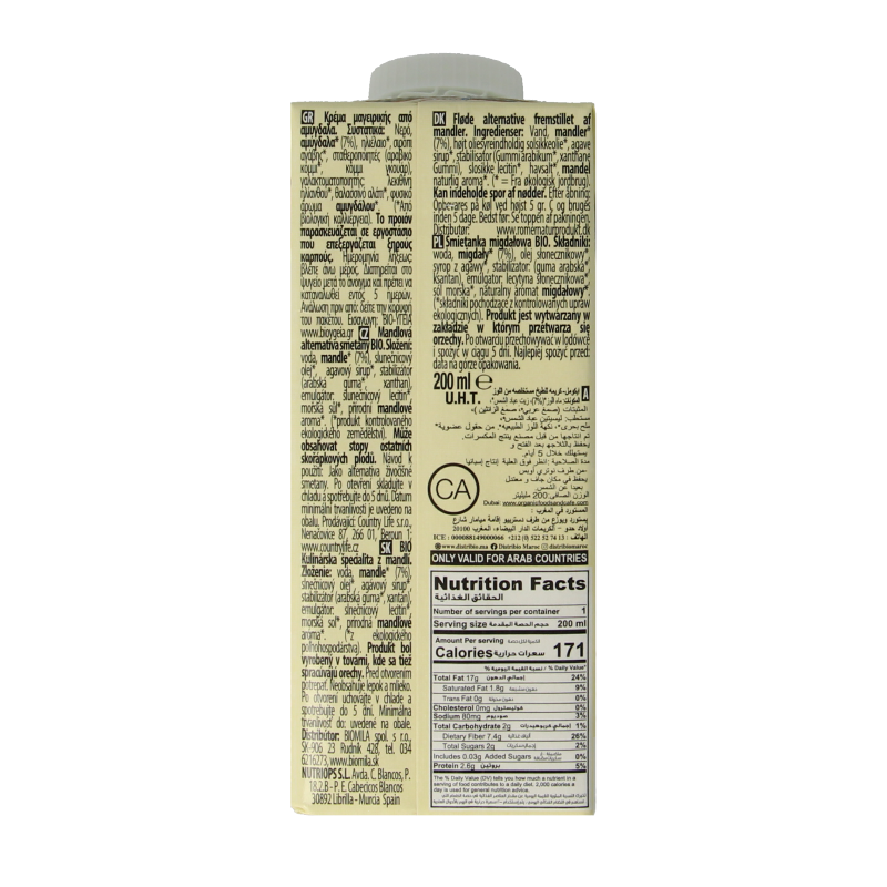 Ecomil Cuisine amandel bio 200 Milliliter