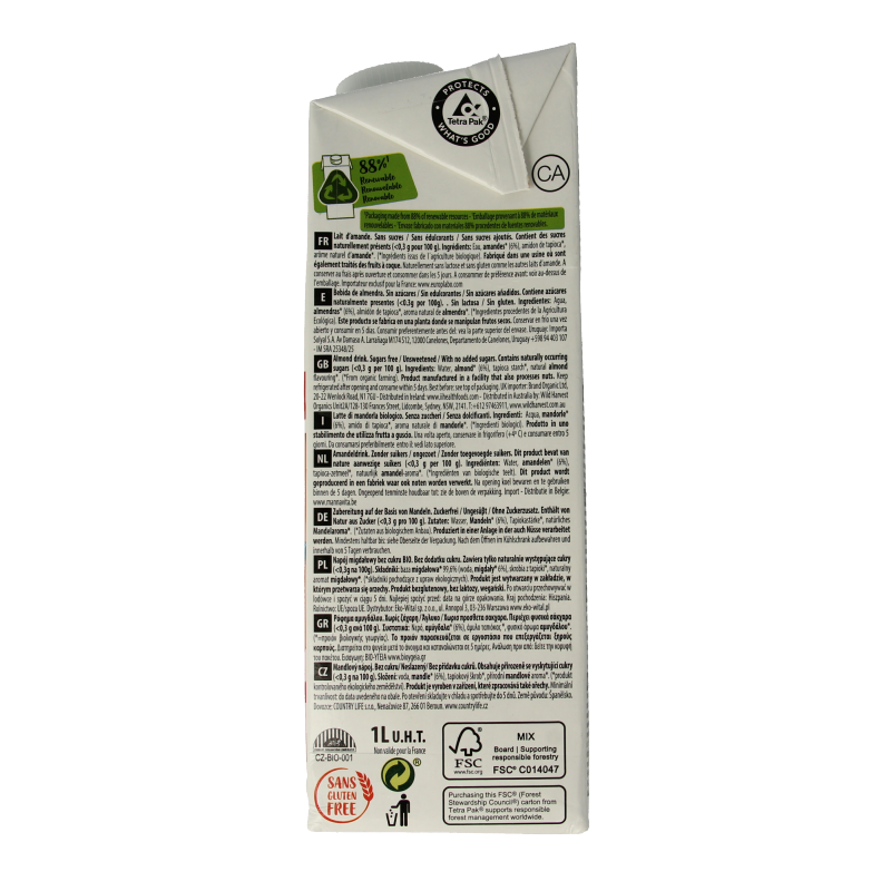 Ecomil Amandeldrank naturel suikervrij bio 1 Liter