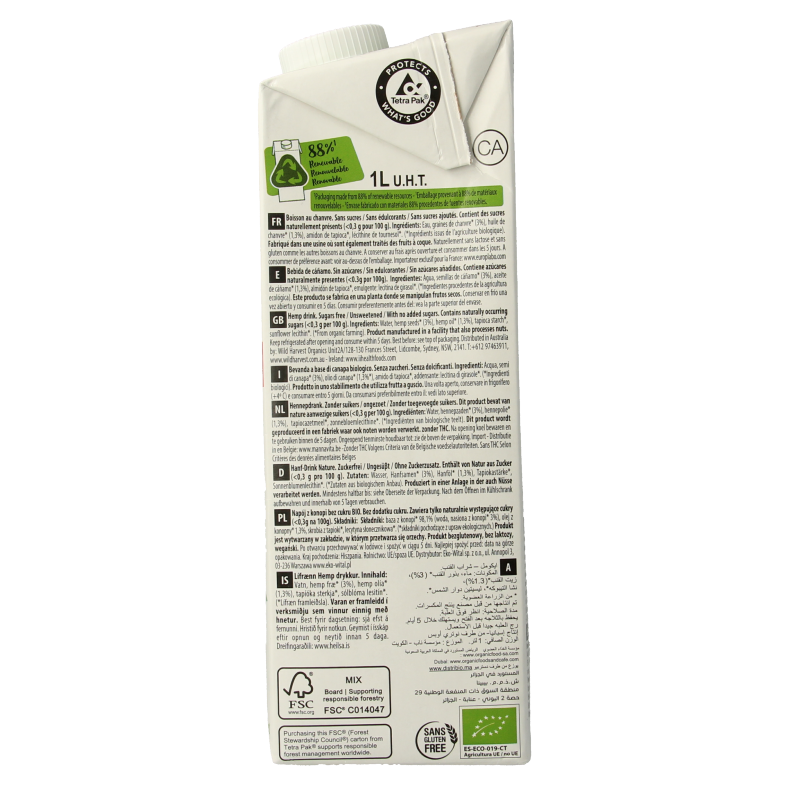 Ecomil Hennepdrank naturel bio 1 Liter