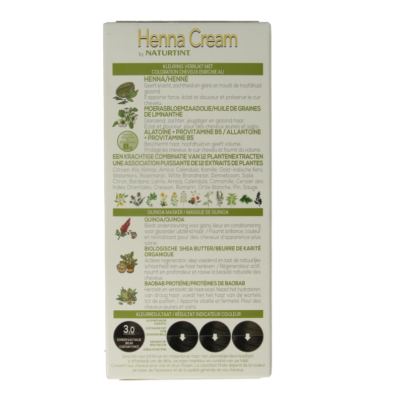 Naturtint Henna cream 3.0 dronker kastanje bruin 110 Milliliter
