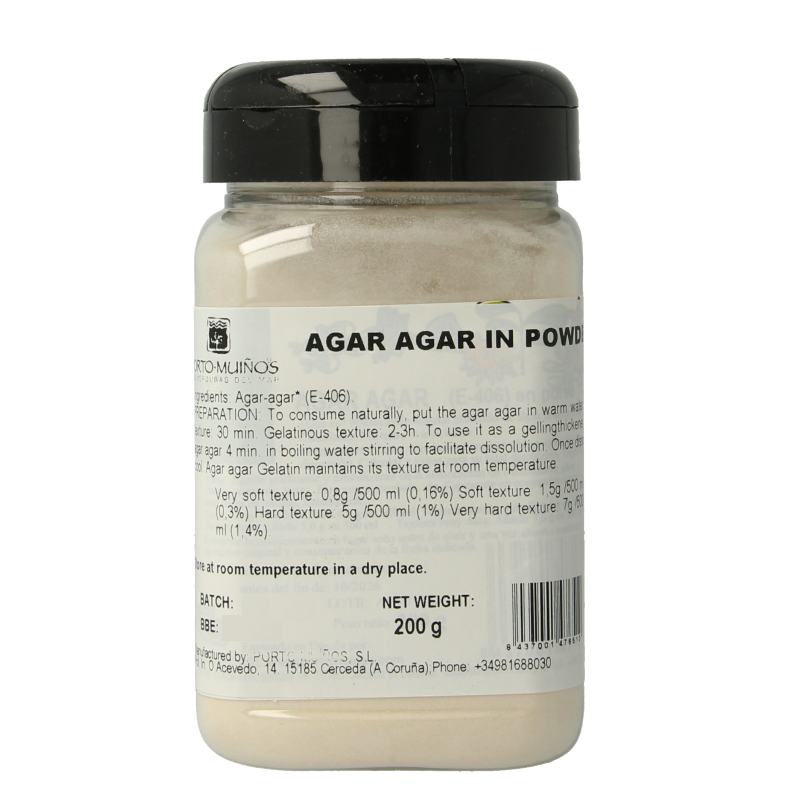 Porto Muinos Agar agar poeder bio 200 Gram