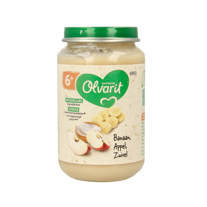 Olvarit Banaan appel yoghurt 6M50 200 Gram