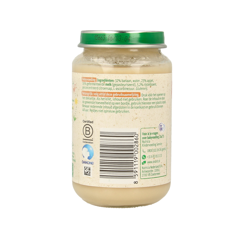 Olvarit Banaan appel yoghurt 6M50 200 Gram