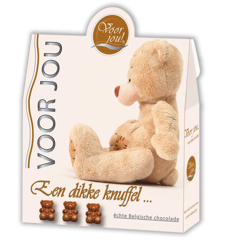 Voor Jou! Cadeau doos trendy beertjes dikke knuffel 100.00 Gram