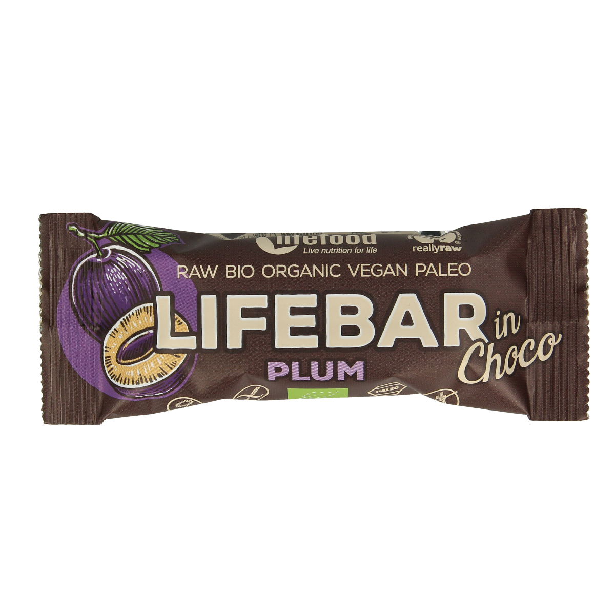 Lifefood Lifebar Inchoco pruimen bio raw 40.00 Gram