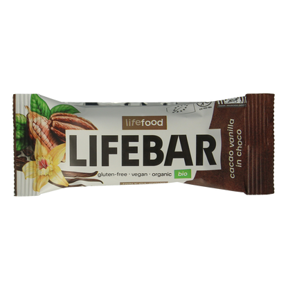 Lifefood Lifebar inchoco chocolade vanille raw bio 40.00 Gram