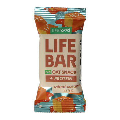 Lifefood Lifebar oatsnack proteine salted caramel crisp bio 40.00 Gram