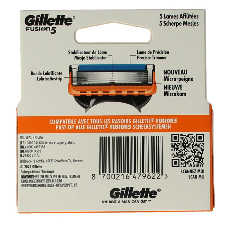 Gillette Fusion manual blades 4 Stuks
