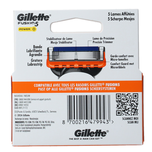 Gillette Fusion5 power mesjes 4 Stuks