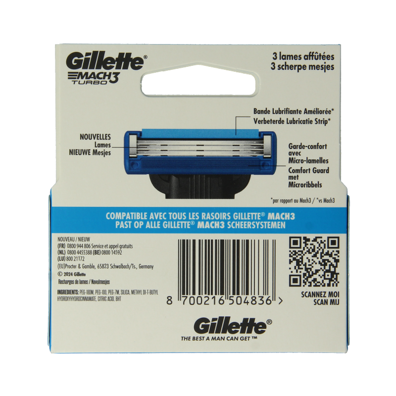 Gillette Mach3 turbo mesjes 5 Stuks