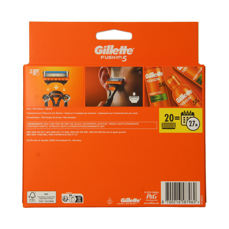 Gillette Fusion manual blades 20 Stuks