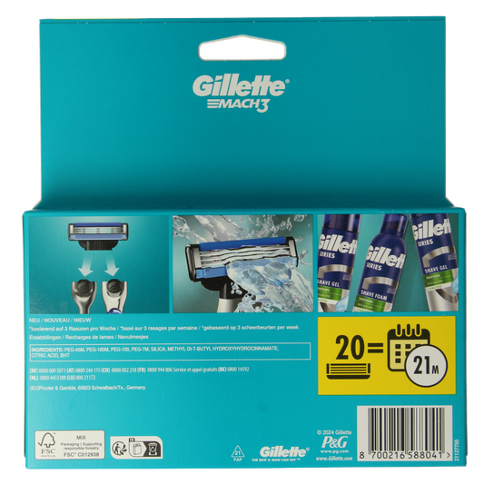 Gillette Mach3 blades 20 Stuks