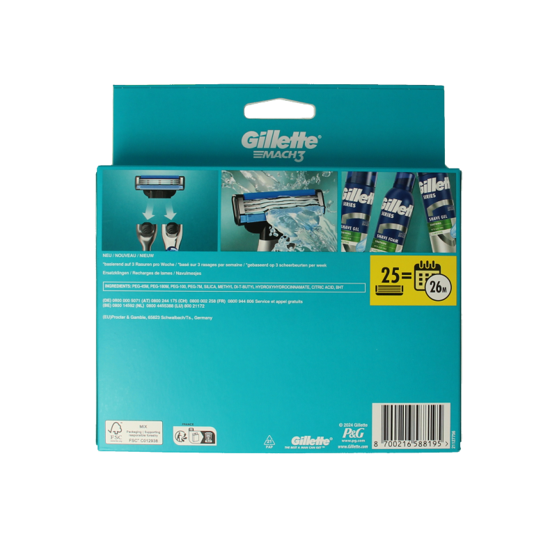 Gillette Mach3 blades 25 Stuks