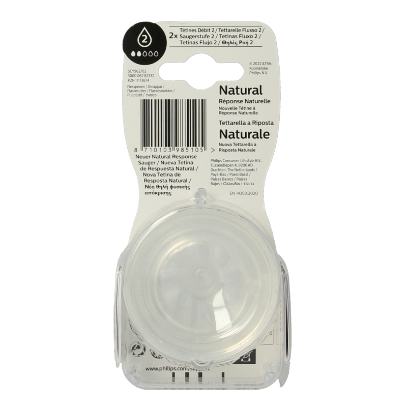 Avent Natural flesspeen 0M+ 2 Stuks