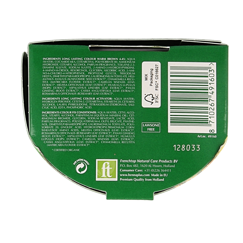 Henna Plus Long lasting colour 4.45 warm brown 100 Milliliter