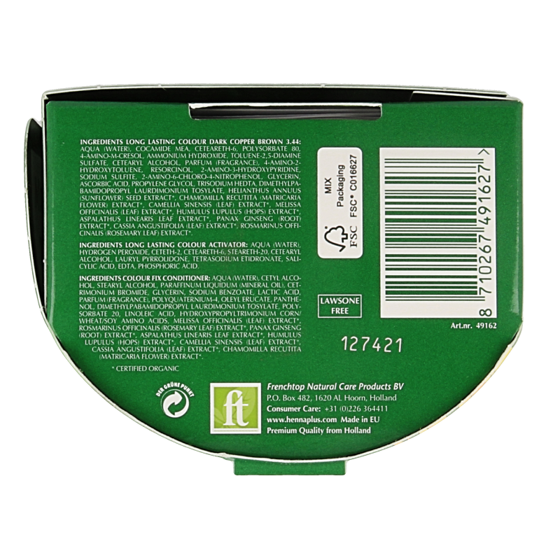 Henna Plus Long lasting colour 3.44 dark copper brown 100 Milliliter