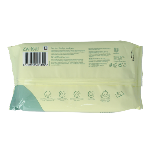 Zwitsal Billendoekjes lotion 65 Stuks